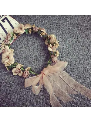 1pc Forest Style Flower Crown Headband, Perfect For Beach Vacation, Photo Shooting & Bridesmaids