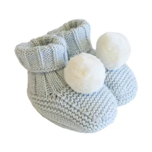 Alimrose | Pom Pom Baby Booties - Powder Blue