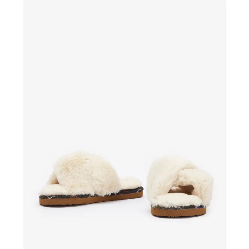 Barbour Eliza Cross-Over Ladies Slipper - Ivory