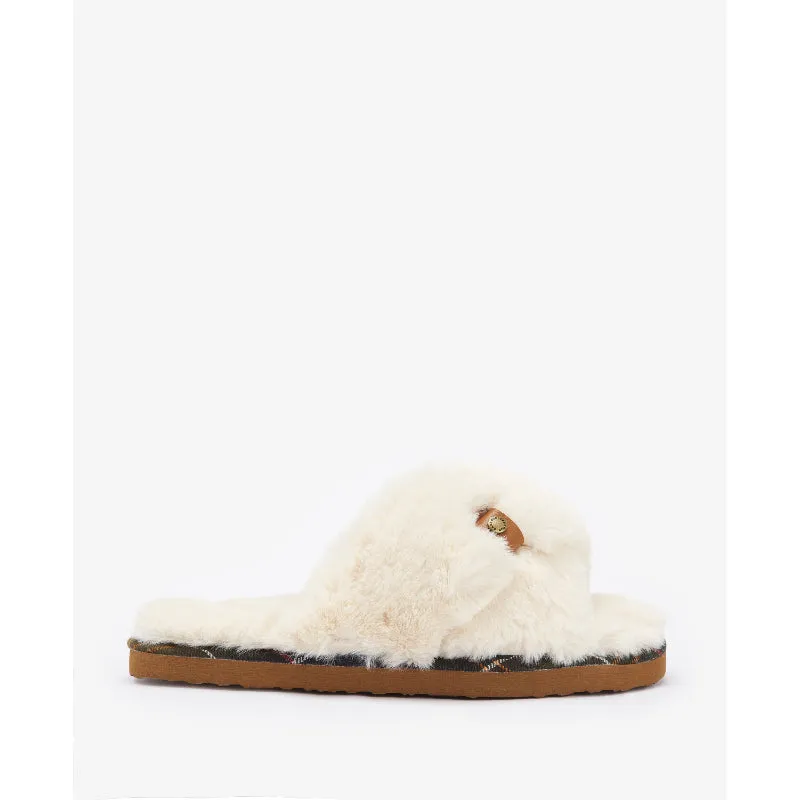 Barbour Eliza Cross-Over Ladies Slipper - Ivory