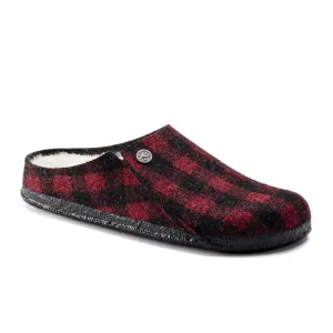 Birkenstock Zermatt Slipper (Women) - Red Plaid Wool/Natural Shearling