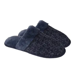 Chenille Mule Slippers with Plush Lining