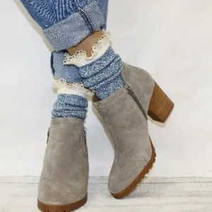 ORGANIC  lace boot socks - denim blue