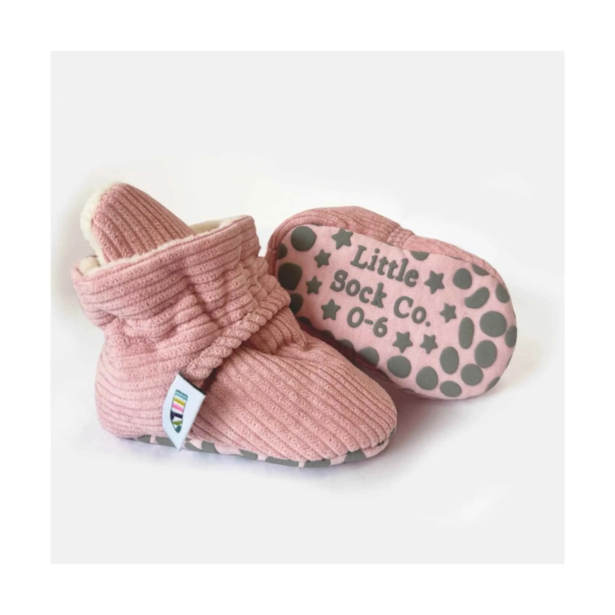 Perfect Baby Slippers in Pink Corduroy