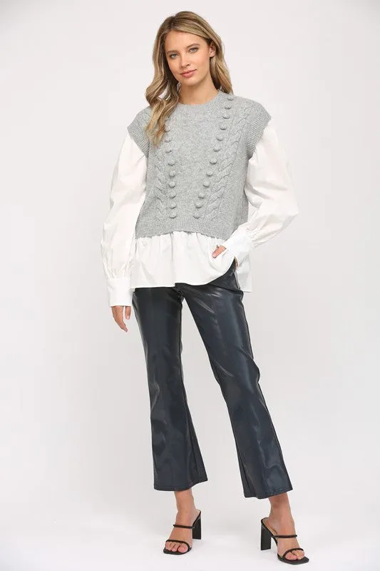 Pom Pom Twofer Sweater