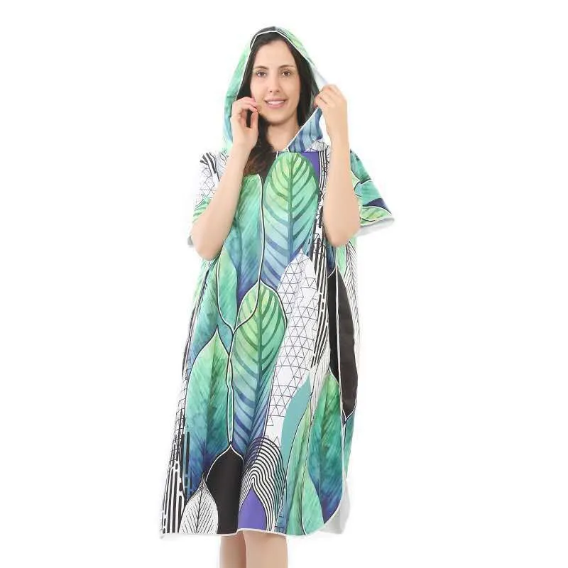 Quick Dry Hooded Beach Towel Microfiber Marble Print Changing Bath Robe Poncho Surf Towel for Swimming Beach Compact Lightweight