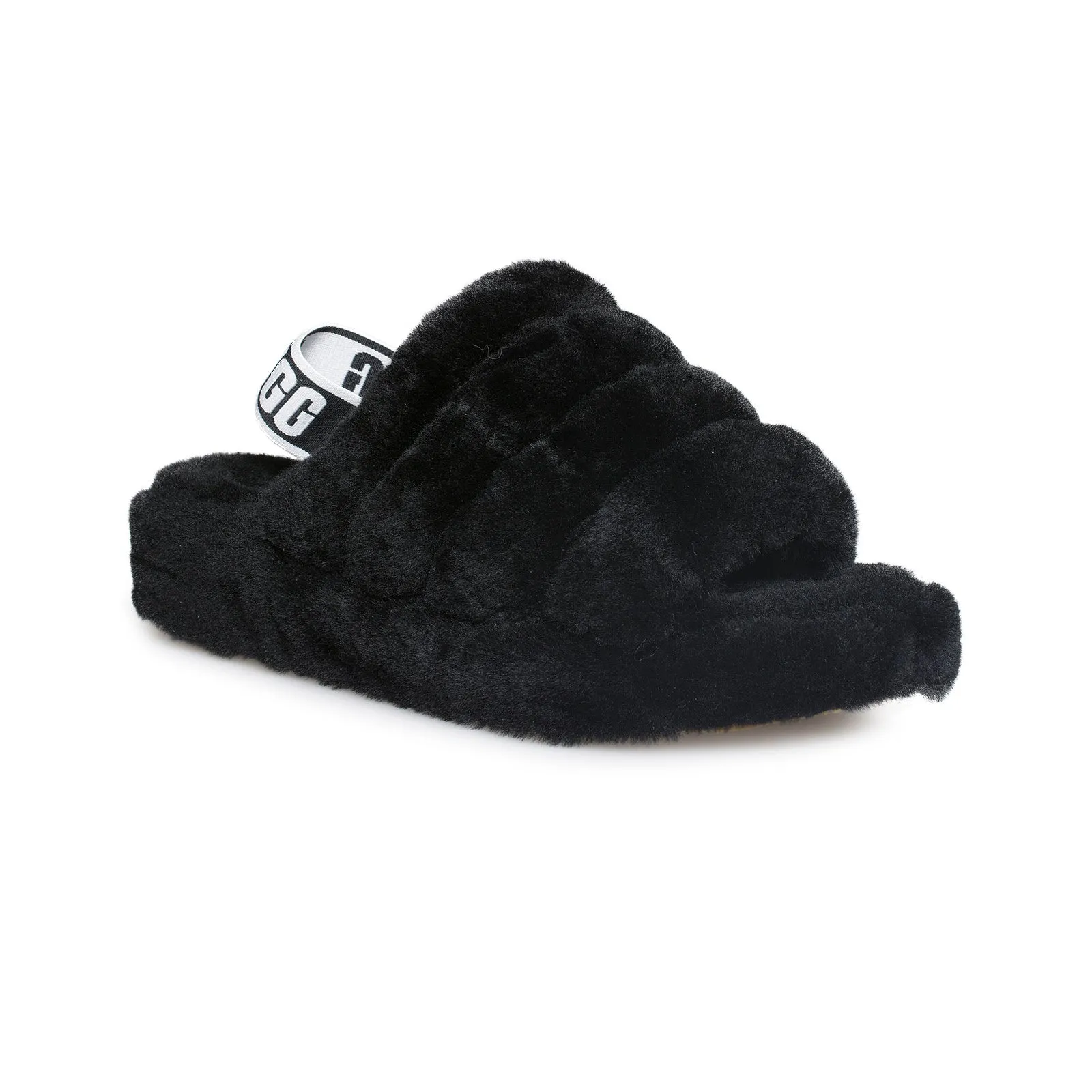 UGG Fluff Yeah Slide Black Slippers - Women's