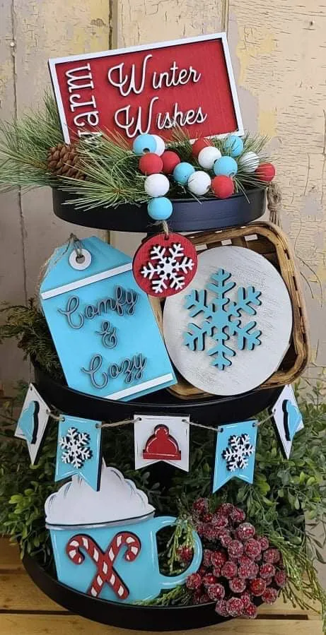 Warm wishes winter tiered tray set