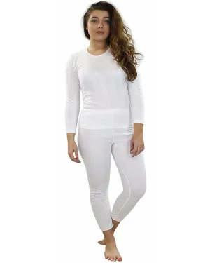 Women Long Sleeve White Thermal Set